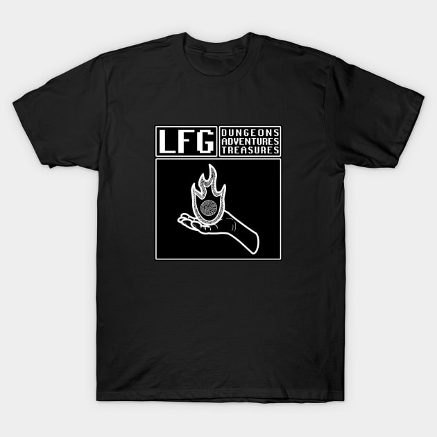 LFG Looking For Group Sorcerer Fireball Spell Spellcasting Dungeon Tabletop RPG TTRPG T-Shirt by GraviTeeGraphics